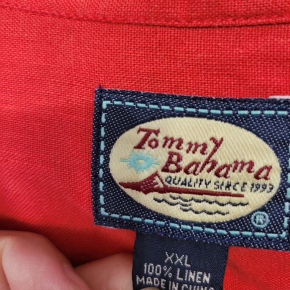 Tommy Bahama Men's Linen Shirt Red XXL - Picture 3 of 6